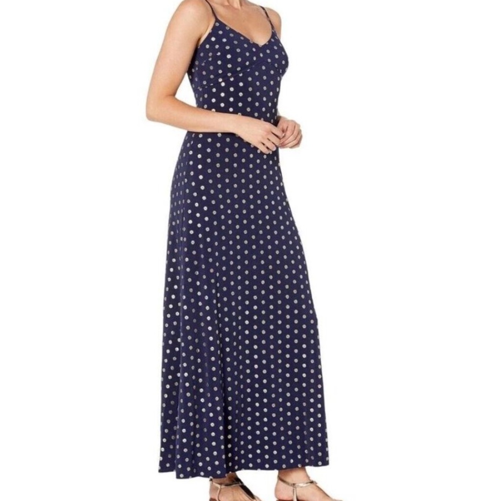 Michael Kors Dark Blue Polka Dot Maxi Dress